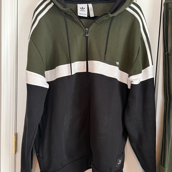 Adidas Black and Olive Green Tracksuit - Picture 2 of 6